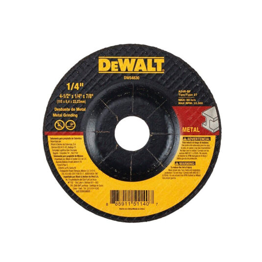 DISCO DESBASTE METAL 4 1/2 X 1/4 X 7/8 DEWALT  CÓDIGO DW54830