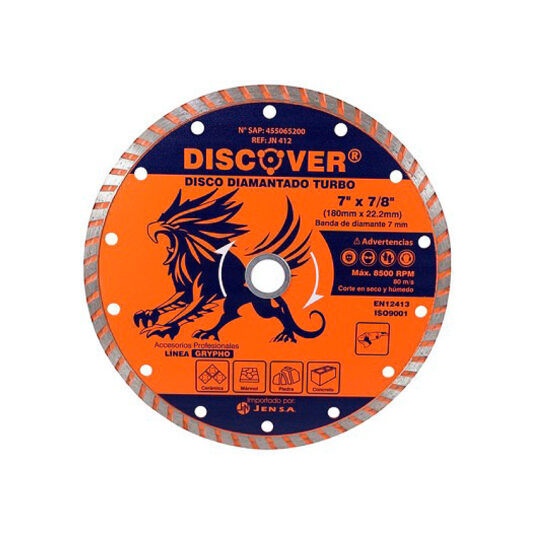 DISCO CONCRETO TURBO 7 X 7/8 DISCOVER CÓDIGO JN412